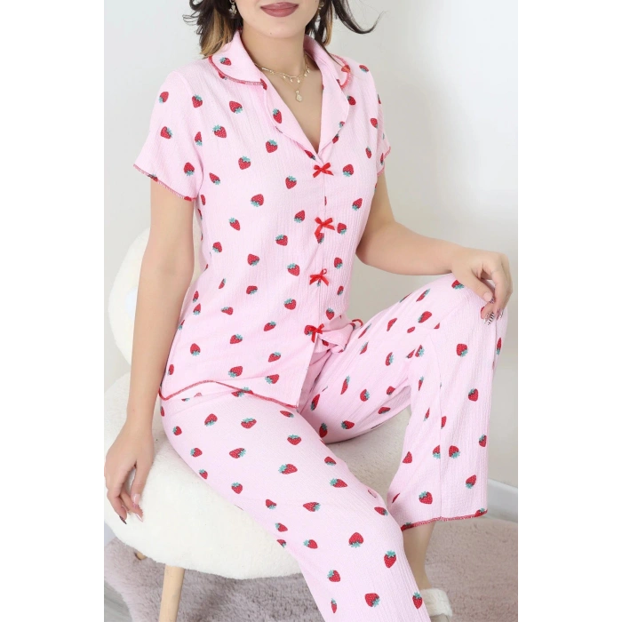 Bürümcük Fiyonklu Pijama Takımı Pembeçilek - 159.1287.
