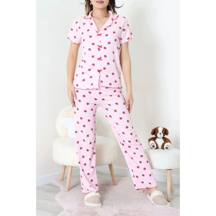 Bürümcük Fiyonklu Pijama Takımı Pembeçilek - 159.1287.
