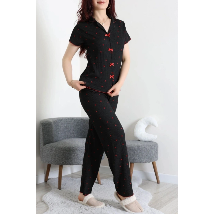 Bürümcük Fiyonklu Pijama Takımı Siyahkalp - 159.1287.