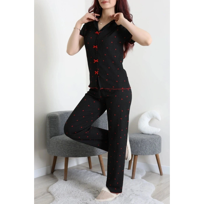 Bürümcük Fiyonklu Pijama Takımı Siyahkalp - 159.1287.