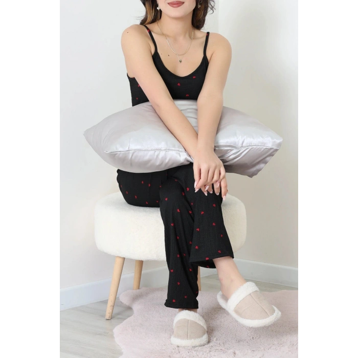 Bürümcük İp Askılı Pijama Takımı Kalp - 129.1287.