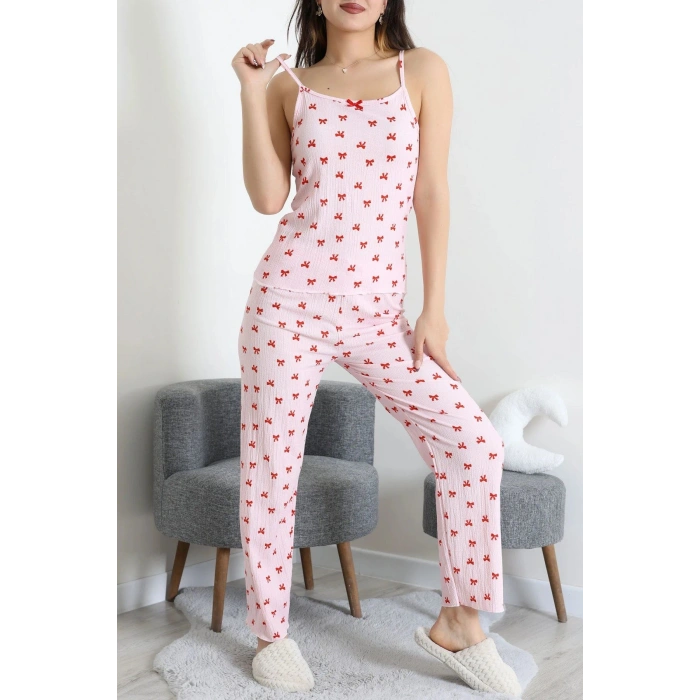 Bürümcük İp Askılı Pijama Takımı Kırmızıpembe - 129.1287.