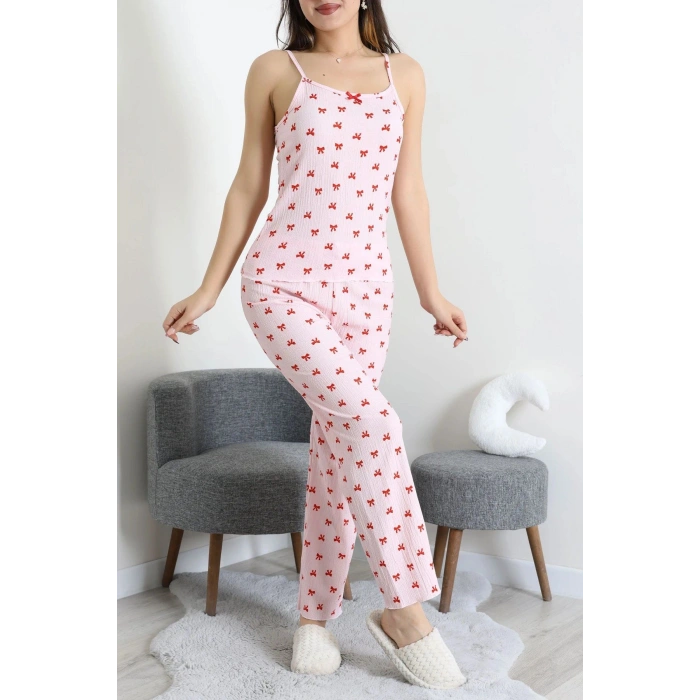 Bürümcük İp Askılı Pijama Takımı Kırmızıpembe - 129.1287.