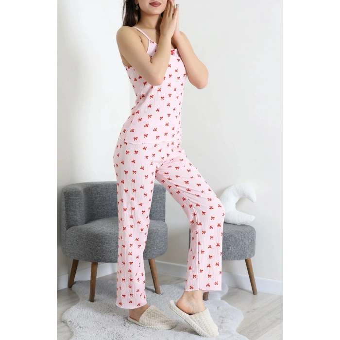 Bürümcük İp Askılı Pijama Takımı Kırmızıpembe - 129.1287.