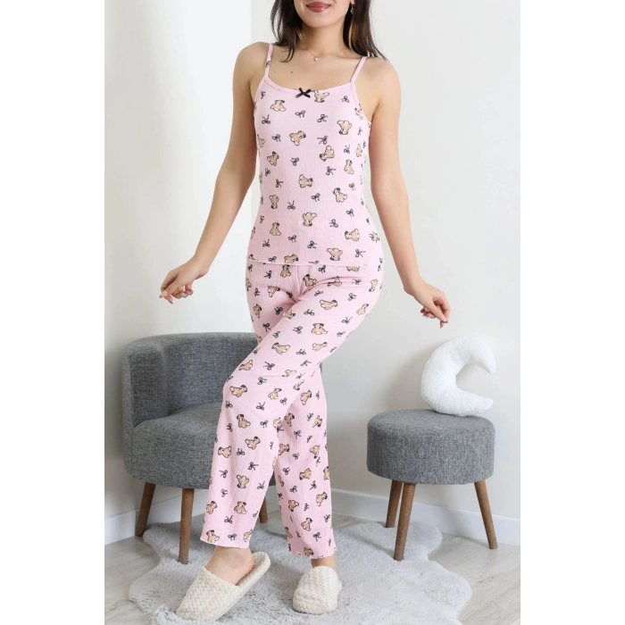 Bürümcük İp Askılı Pijama Takımı Pembeayı - 129.1287.
