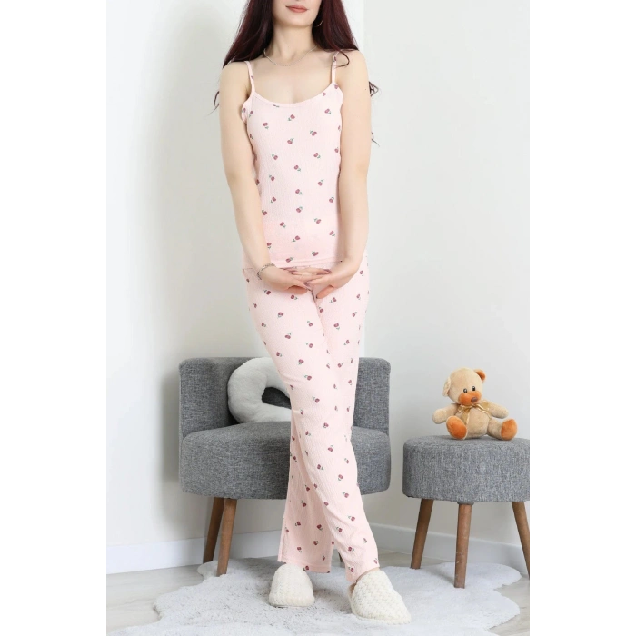 Bürümcük İp Askılı Pijama Takımı Pembeçiçek - 129.1287.