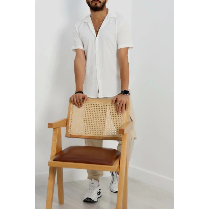 Bürümcük Kumaş Erkek Gömlek Beyaz - 42152.1937.
