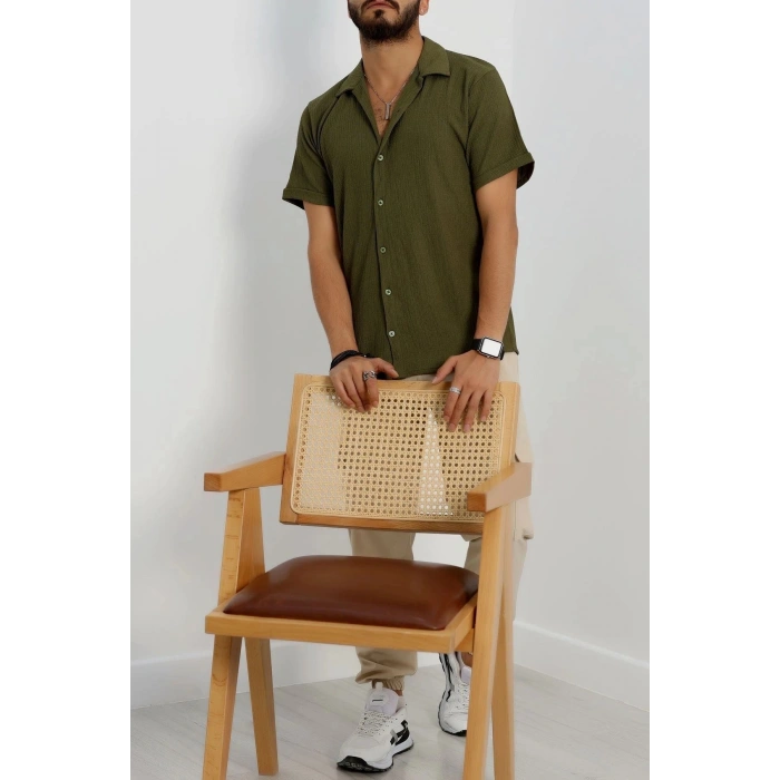 Bürümcük Kumaş Erkek Gömlek Haki - 42152.1937.