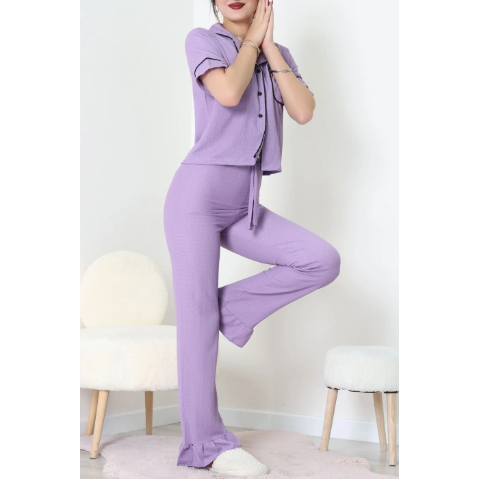 Bürümcük Kumaş Pijama Takımı Lila - 31800.1961.