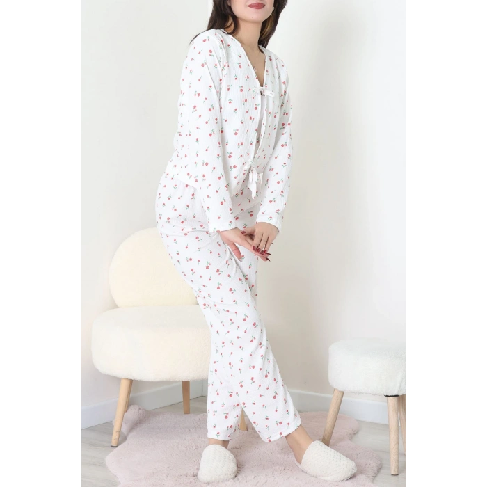 Bürümcük V Yaka Takım Beyazçiçek - 121.1287.