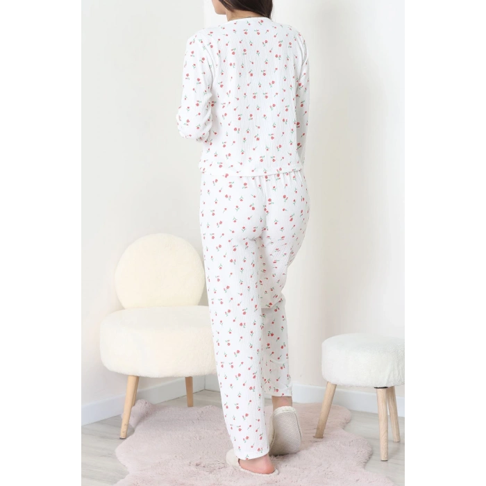 Bürümcük V Yaka Takım Beyazçiçek - 121.1287.