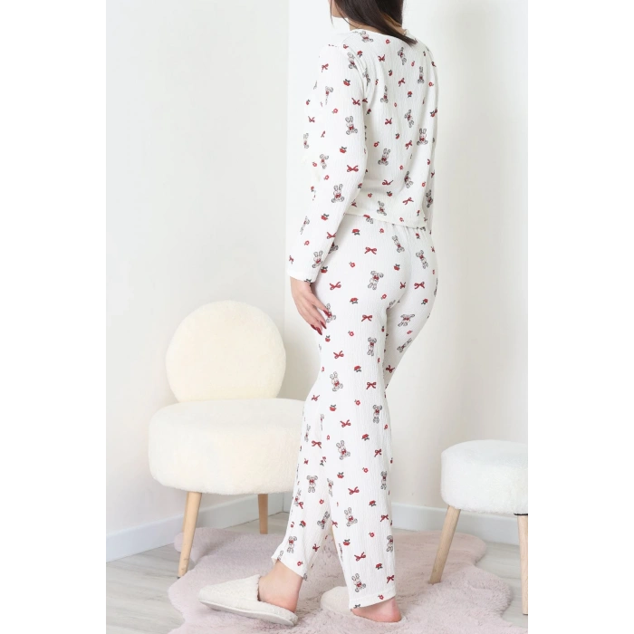 Bürümcük V Yaka Takım Krem - 121.1287.