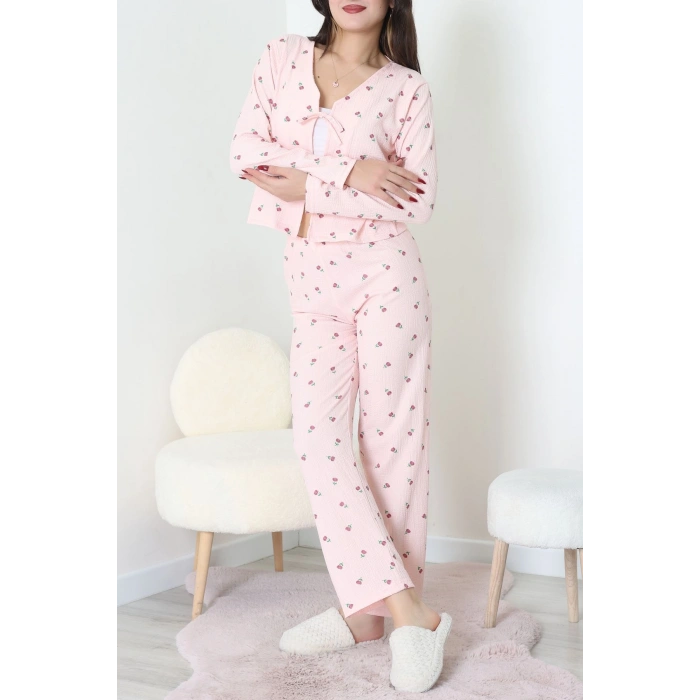 Bürümcük V Yaka Takım Pudraçiçek - 121.1287.