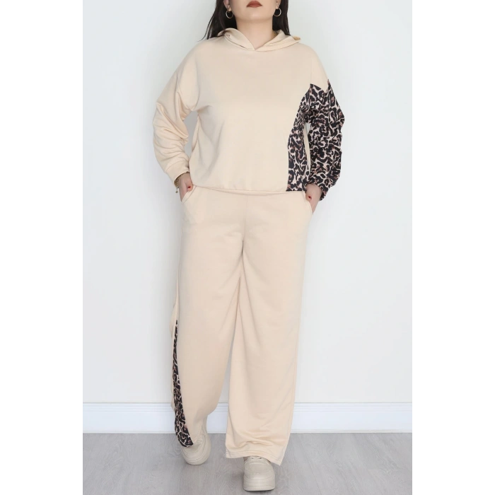 Büyük Beden 2 İplik Eşofman Takımı Bej - 50962.1005.