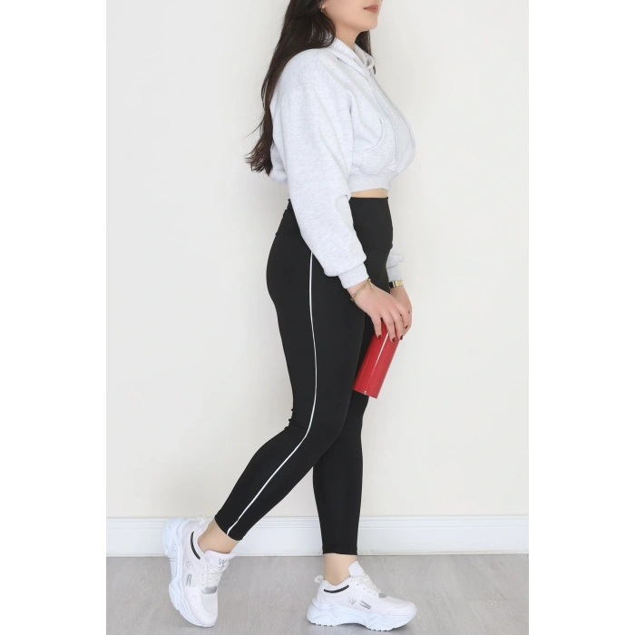 Büyük Beden Dalgıç Biyeli Tayt Siyah - 52024.1005.