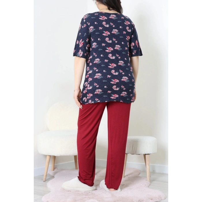Büyük Beden Dantelli Pijama Takımı Lacibordo - 71500.1773.