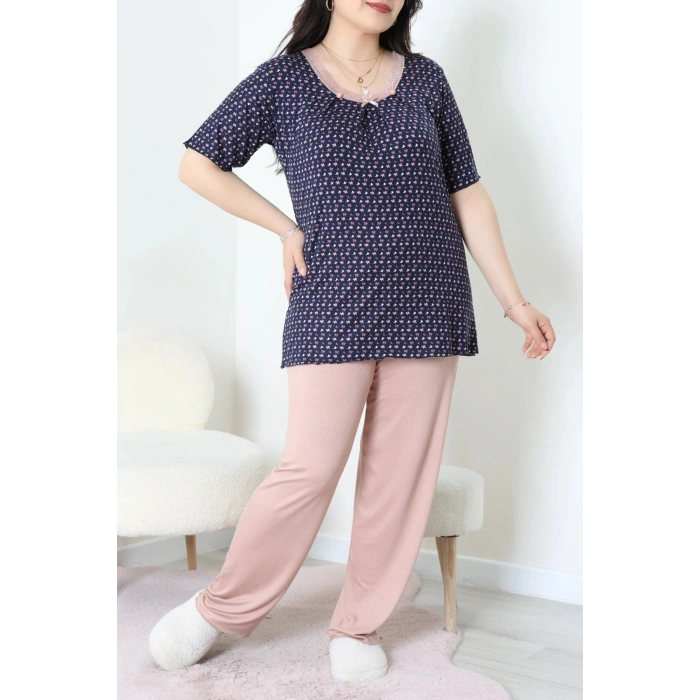 Büyük Beden Dantelli Pijama Takımı Lacikaramel - 71500.1773.