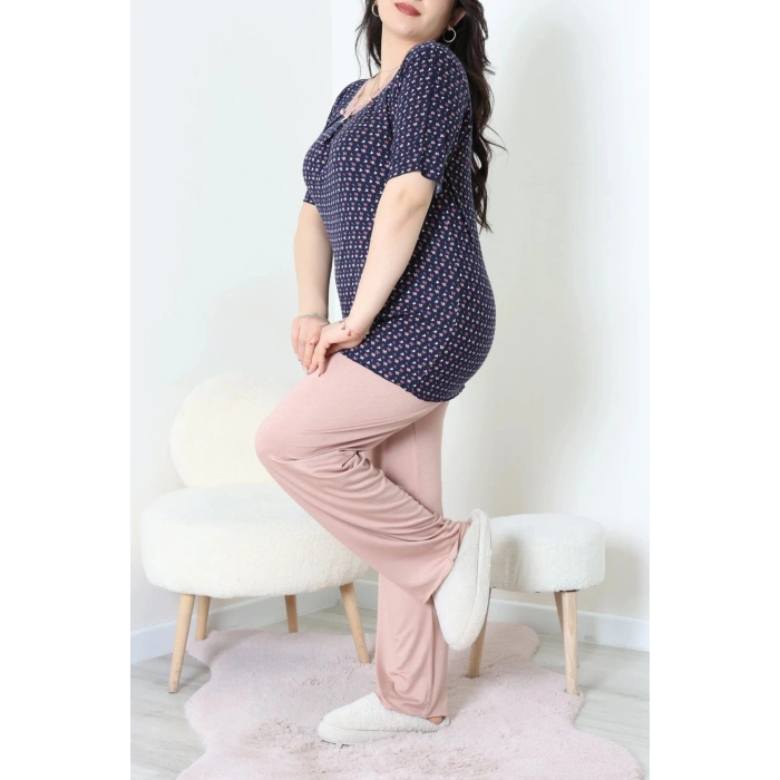 Büyük Beden Dantelli Pijama Takımı Lacikaramel - 71500.1773.