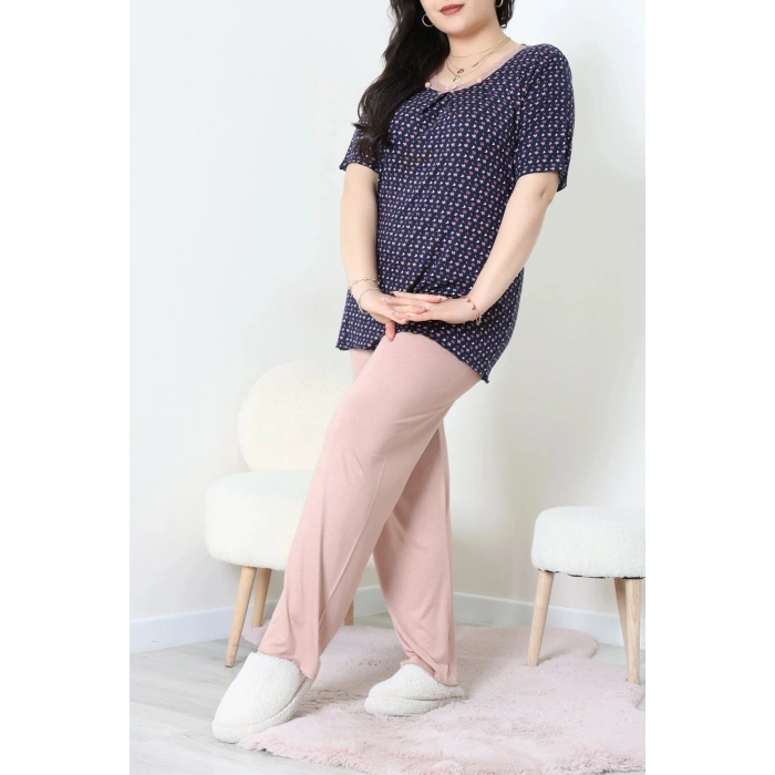 Büyük Beden Dantelli Pijama Takımı Lacikaramel - 71500.1773.