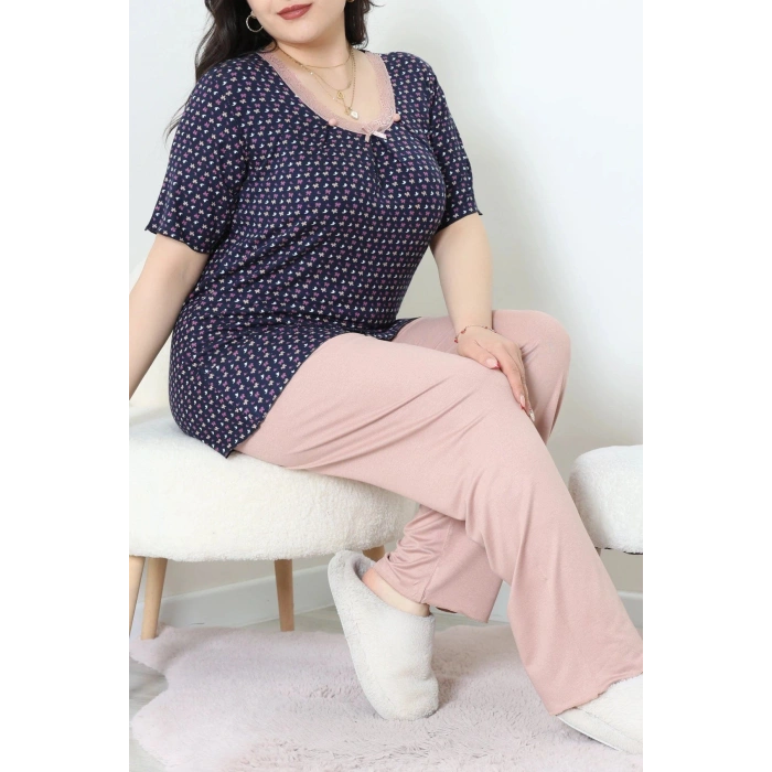 Büyük Beden Dantelli Pijama Takımı Lacikaramel - 71500.1773.