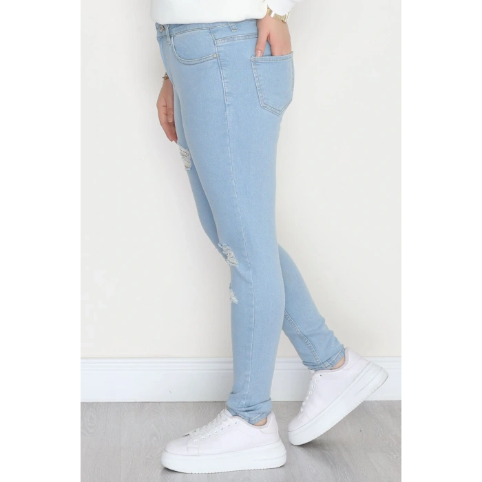 Büyük Beden Dar Paça Kot Pantolon Açıkmavi1 - 42684.1836.