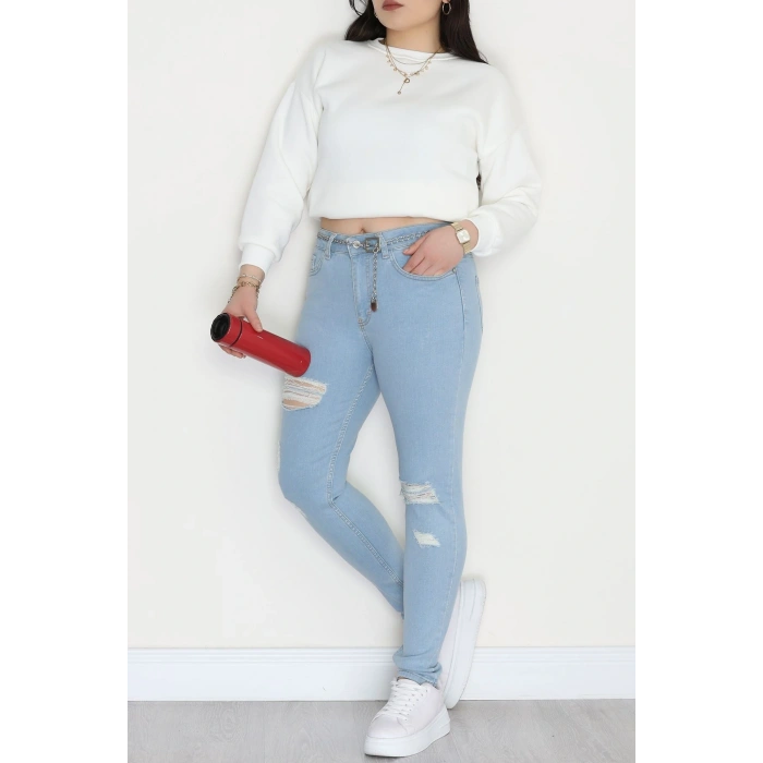 Büyük Beden Dar Paça Kot Pantolon Açıkmavi1 - 42684.1836.