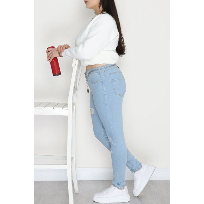 Büyük Beden Dar Paça Kot Pantolon Açıkmavi1 - 42684.1836.