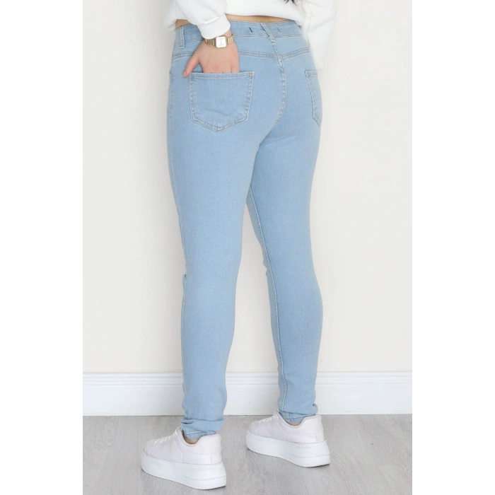 Büyük Beden Dar Paça Kot Pantolon Açıkmavi1 - 42684.1836.
