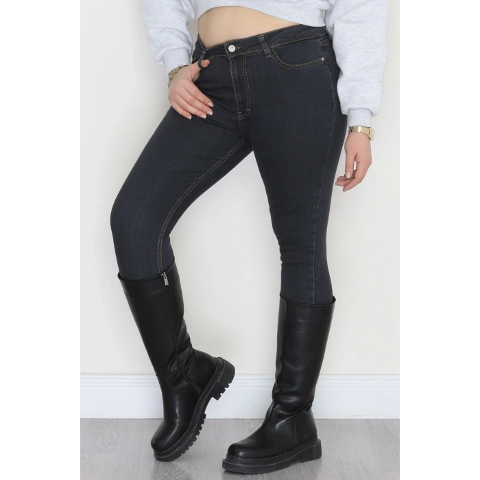 Büyük Beden Dar Paça Kot Pantolon Koyufüme - 42684.1836.