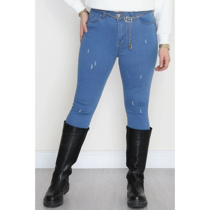 Büyük Beden Dar Paça Kot Pantolon Mavi1 - 42684.1836.