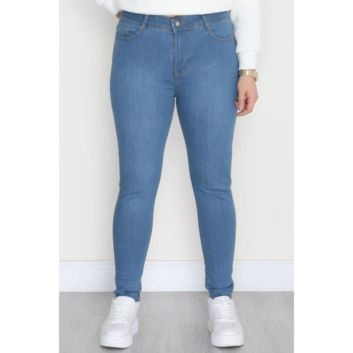 Büyük Beden Dar Paça Kot Pantolon Mavi2 - 42684.1836.