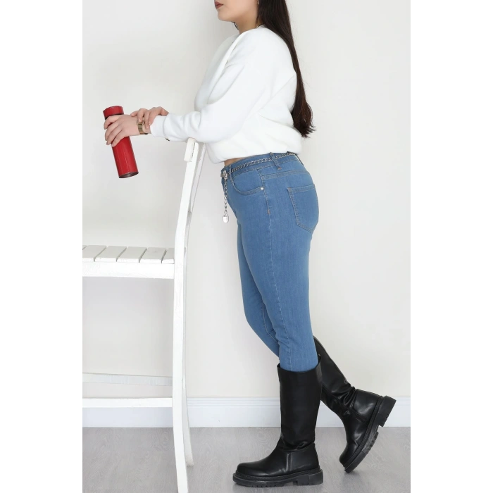 Büyük Beden Dar Paça Kot Pantolon Mavi2 - 42684.1836.