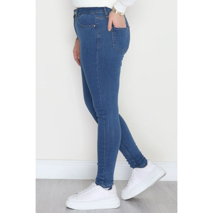 Büyük Beden Dar Paça Kot Pantolon Mavi4 - 42684.1836.