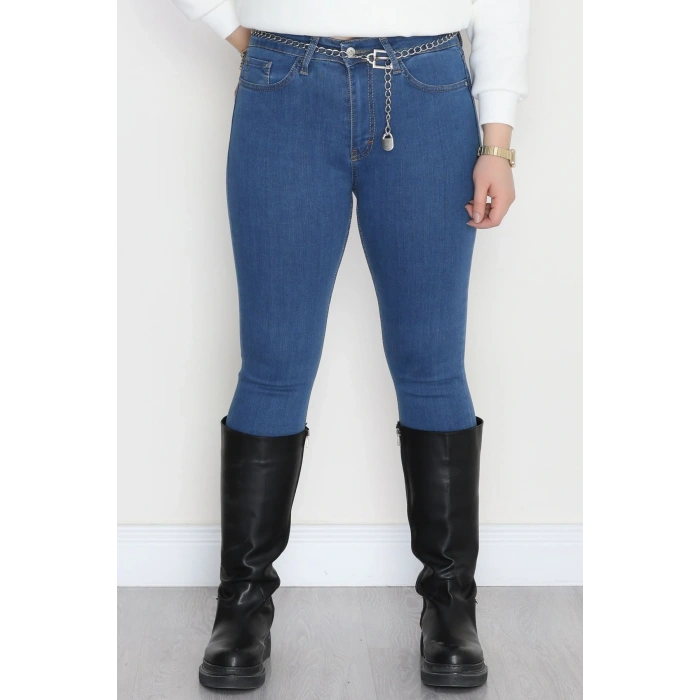 Büyük Beden Dar Paça Kot Pantolon Mavi4 - 42684.1836.