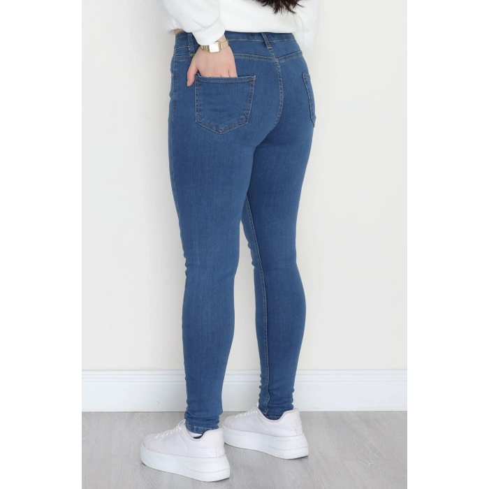 Büyük Beden Dar Paça Kot Pantolon Mavi4 - 42684.1836.