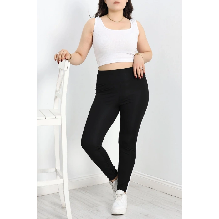 Büyük Beden Şeritli Dalgıç Tayt Siyahbeyaz - 50068.1098.