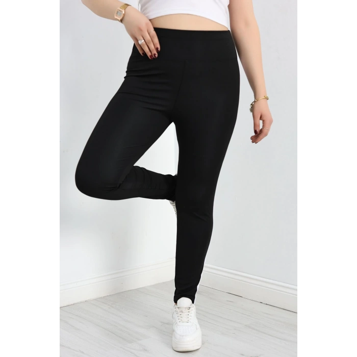 Büyük Beden Şeritli Dalgıç Tayt Siyahbeyaz - 50068.1098.