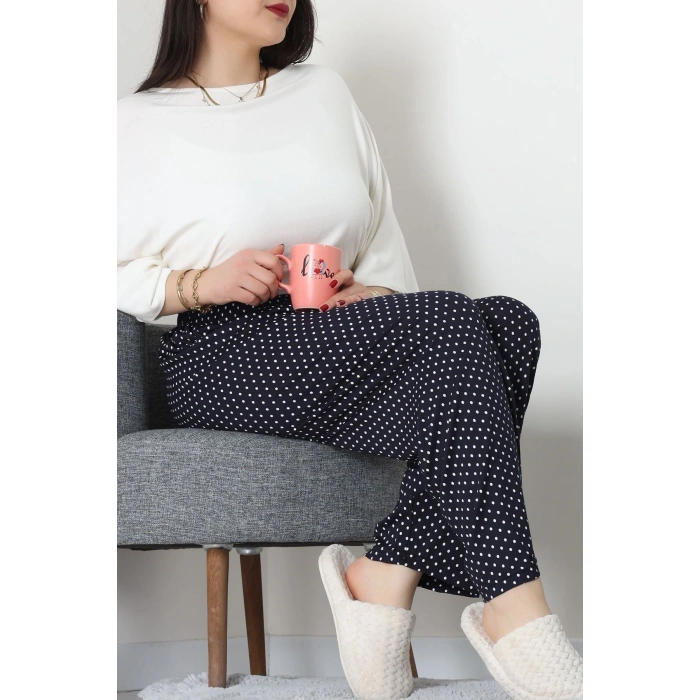 Büyük Beden Viskon Alt Lacivert2 - 52121.1567.