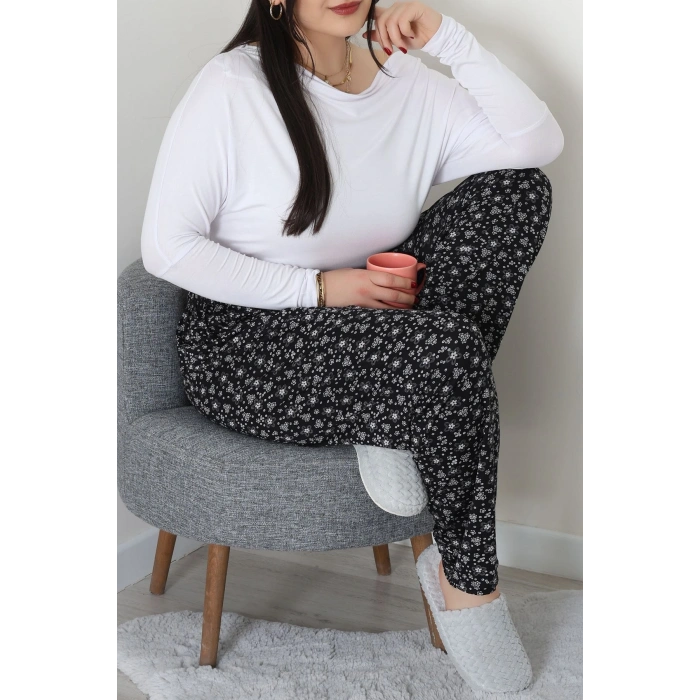 Büyük Beden Viskon Alt Siyahçiçekli - 52121.1567.