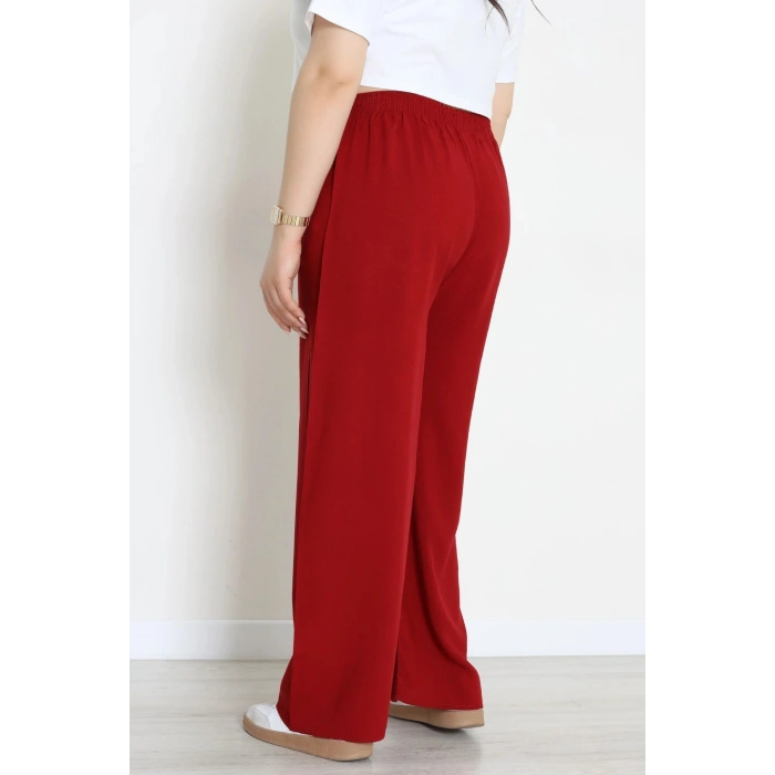 Büyük Beden Viskon Kumaş Pantolon Bordo - 71234.107.