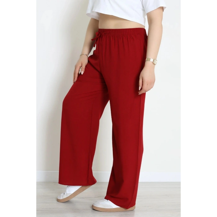 Büyük Beden Viskon Kumaş Pantolon Bordo - 71234.107.
