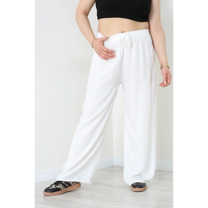 Büyük Beden Viskon Kumaş Pantolon Ekru - 71234.107.