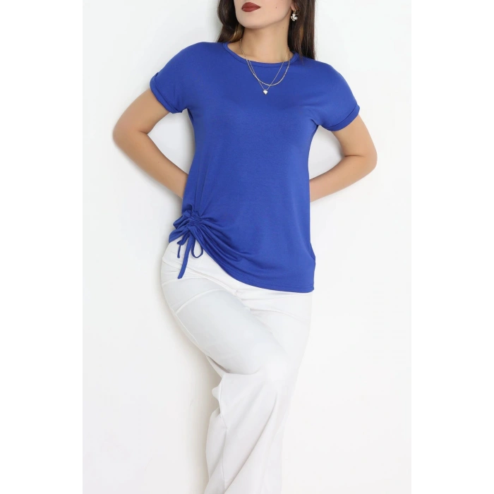 Büzgülü Viskon Bluz Saks - 43991.599.
