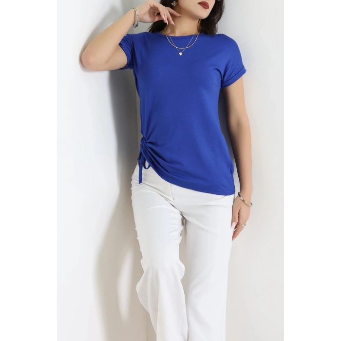 Büzgülü Viskon Bluz Saks - 43991.599.