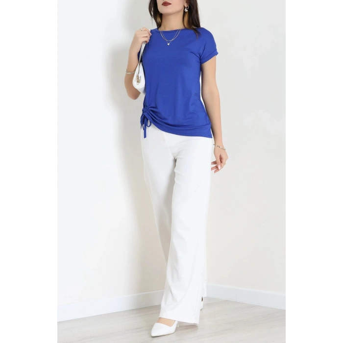 Büzgülü Viskon Bluz Saks - 43991.599.