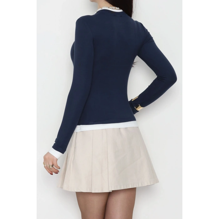 Buzzy Kumaş Bisiklet Yaka Parçalı Bluz Laci - 1054.2119.