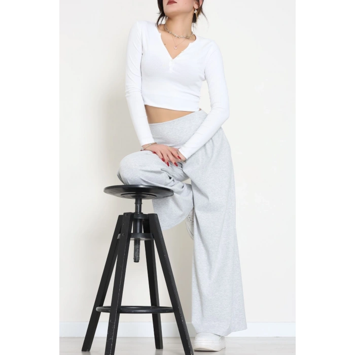 Buzzy Kumaş Korsajlı Palazzo Pantolon Gri - 51229.1567.