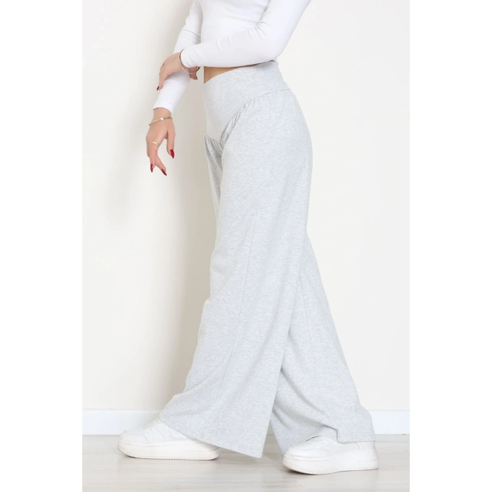 Buzzy Kumaş Korsajlı Palazzo Pantolon Gri - 51229.1567.