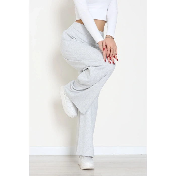 Buzzy Kumaş Korsajlı Palazzo Pantolon Gri - 51229.1567.