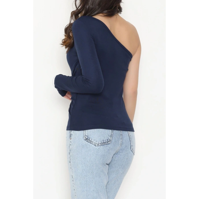 Buzzy Kumaş Tek Omuz Toka Detaylı Bluz Laci - 1011.2119.